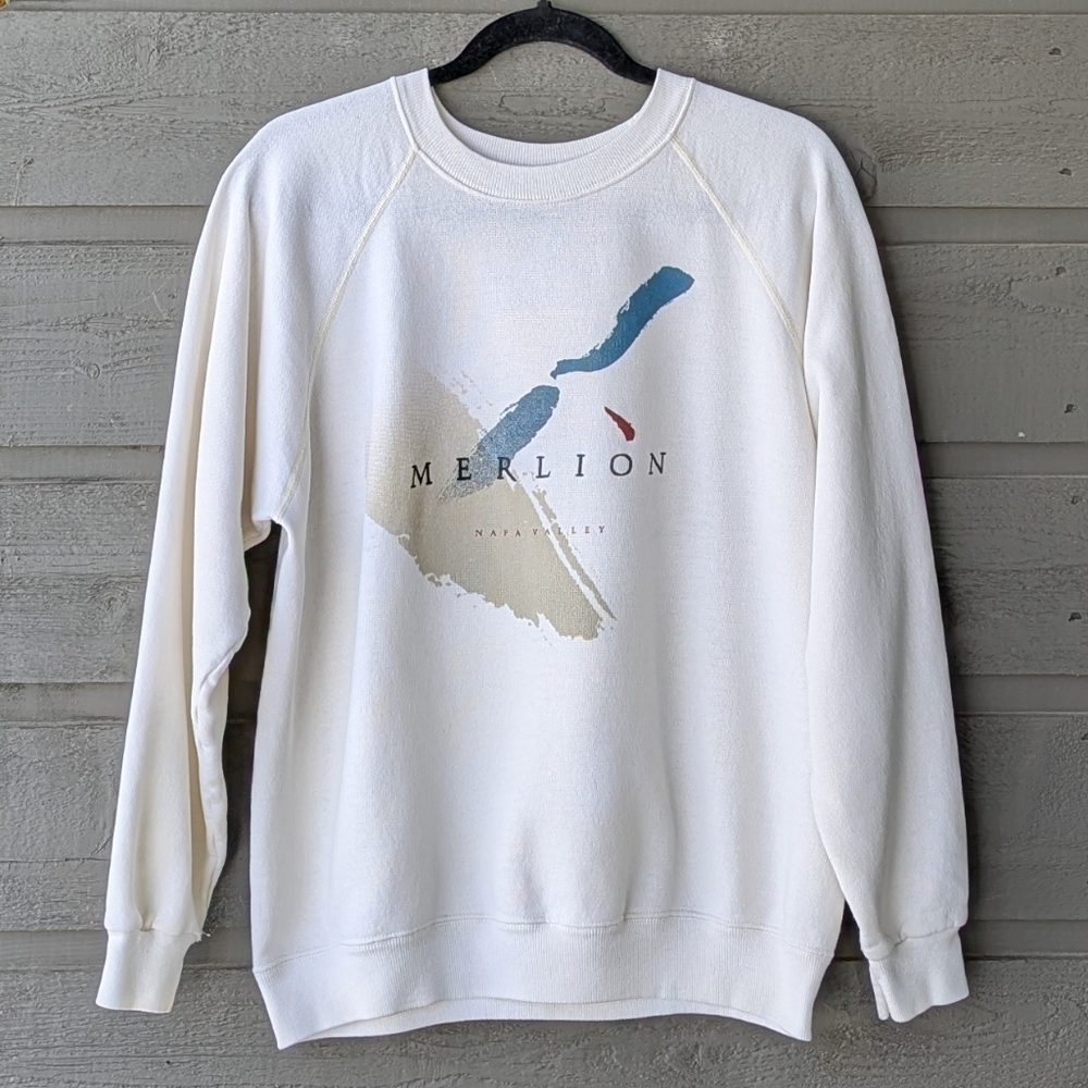 VTG 80s Hanes Merlion Napa Valley Winery Vineyard Crew Neck Sweatshirt Large